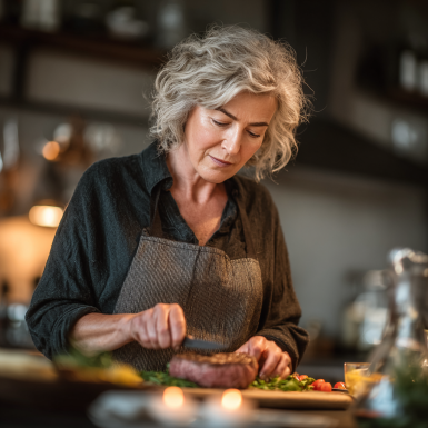Спеціаліст з харчування консультує літню людину